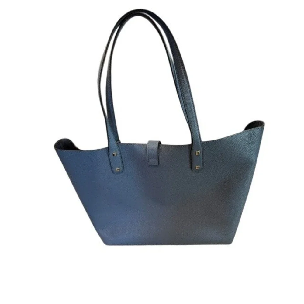 Michael Kors Karson Blue Pebbled Leather Tote Bag Gold Hardware Shoulder Bag New